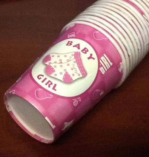 Baby shower it's a girl pink paper cups / glasses (10)