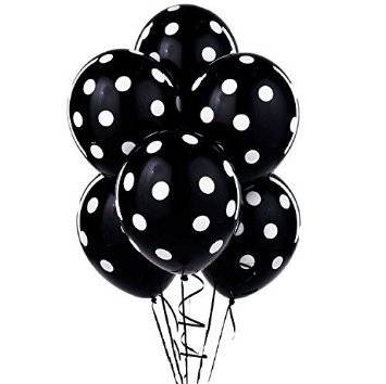 Helium quality balloon 10 in pack , black polka dots