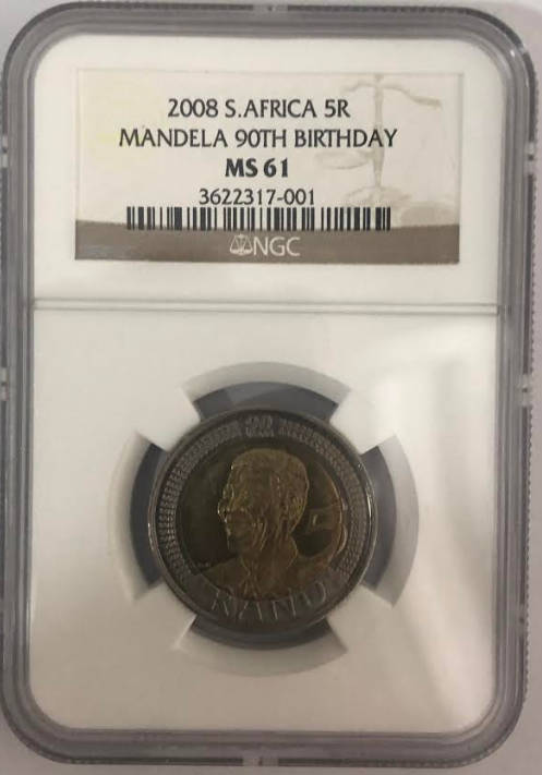 2008 R5 Mandela 90th Birthday MS61 NGC 3622317-001