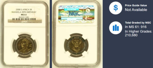 2008 R5 Mandela 90th Birthday MS61 NGC 3622317-001