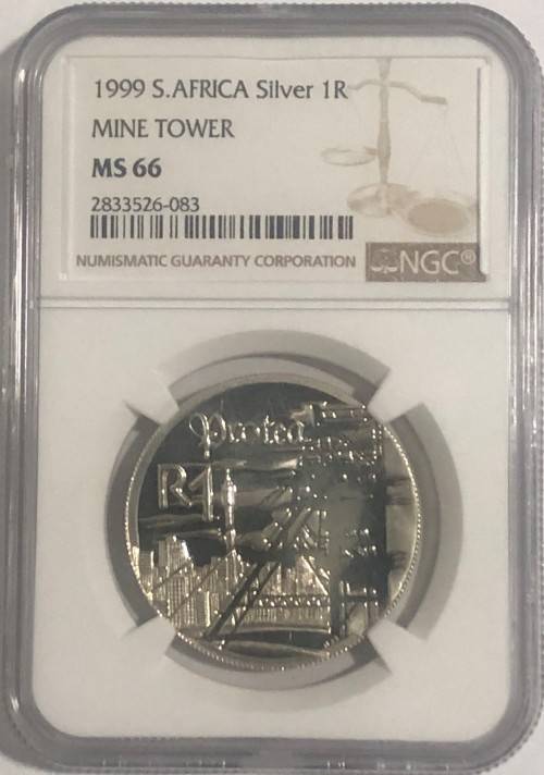 1999 Silver Protea Mine Tower R1 NGC MS66