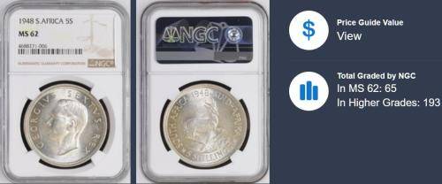 1947 5 Shillings MS62 Graded