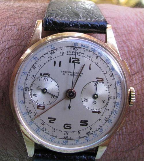 Vintage Swiss Chronograph 18ct solid gold