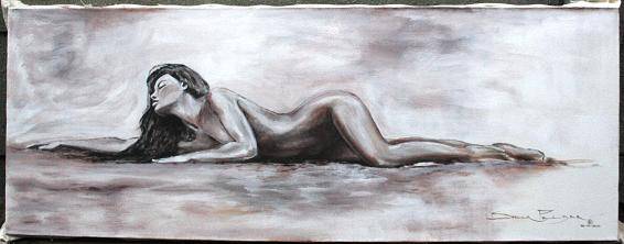 Stella Pelser, Acrylics on Canvas, 45 x 122 cms, Nude Study
