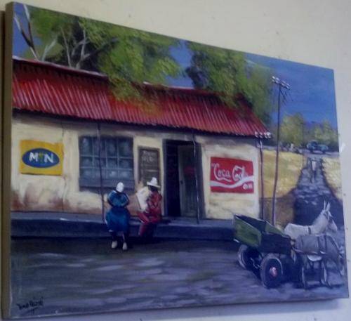Tendai Kazaili, Ex Tanzania, Oil on Canvas, 115 x 70 x 3 cms. Box Framed. Huge Size
