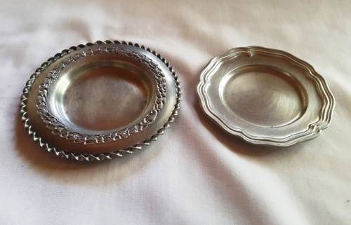 Two Very Beautiful and Marked Pewter Condiment Plates
