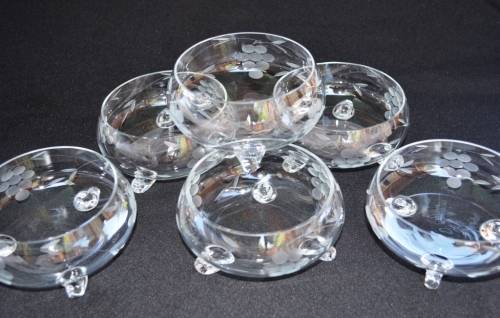 CUT GLASS !!! - Set of SIX beautiful Glass bowls - Exquisite!!!