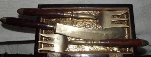 60 piece brass and wood cutlery set