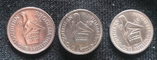 Southern Rhodesia One Shillings 1949,1950,1951