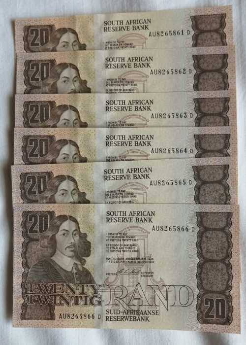 C.L.  Stals Governor of SARB. Bank note collection with signed Photo and signed letter from SARB.