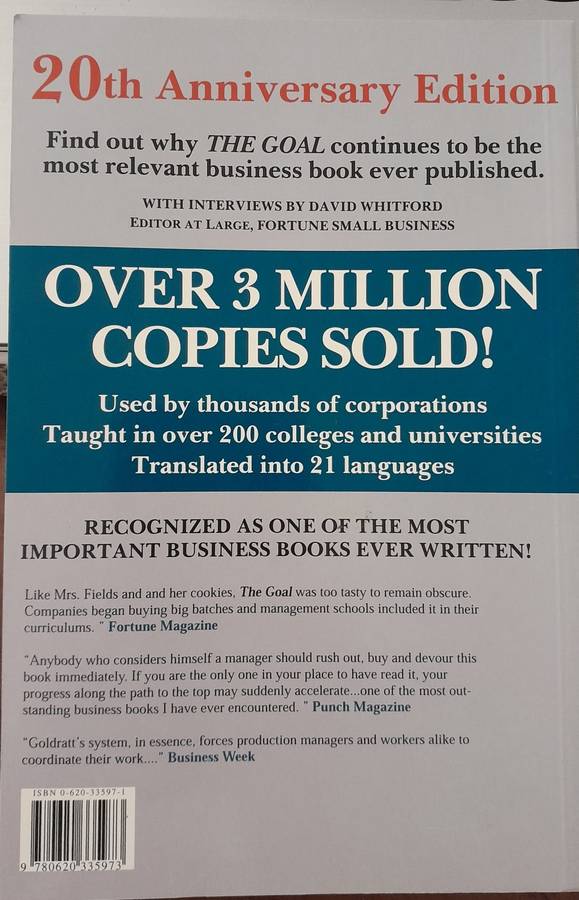 The Goal by Eliyahu M.Goldratt 20th Anniversay Edition