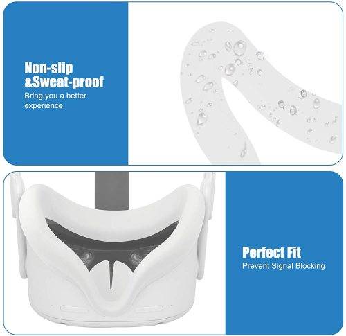 Silicone Cover for Oculus Quest 2 Headset [Sweatproof Facial Interface] White