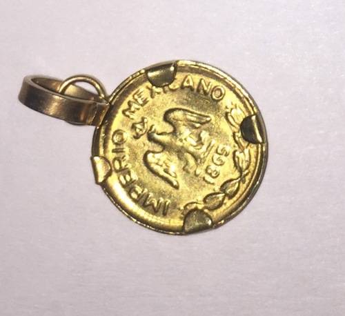 1865 Maximilian 9k Gold coin pendant