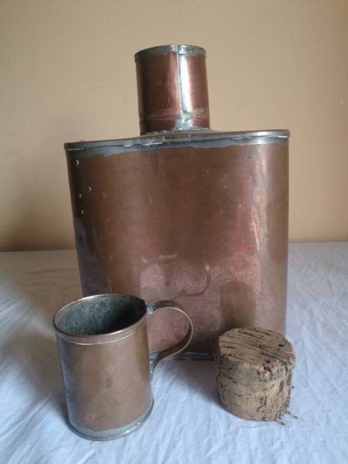 2 X VERY UNUSUAL COPPER FLASKS WITH CUPS