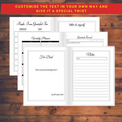 Personalised Photo and Text Gratitude Journal for Father`s Day