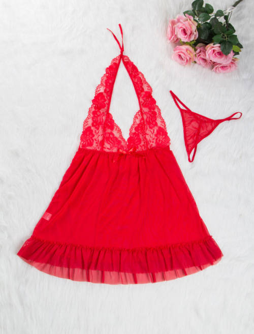 Hellahot Crimson Red Plus Size Babydoll Lingerie