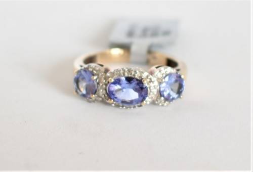2ct TANZANITE and diamond ring 9k solid yellow gold