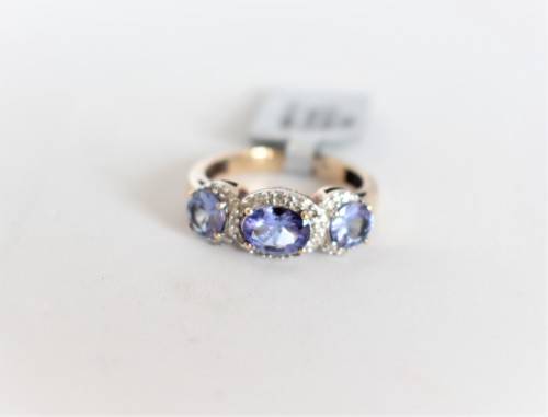 2ct TANZANITE and diamond ring 9k solid yellow gold