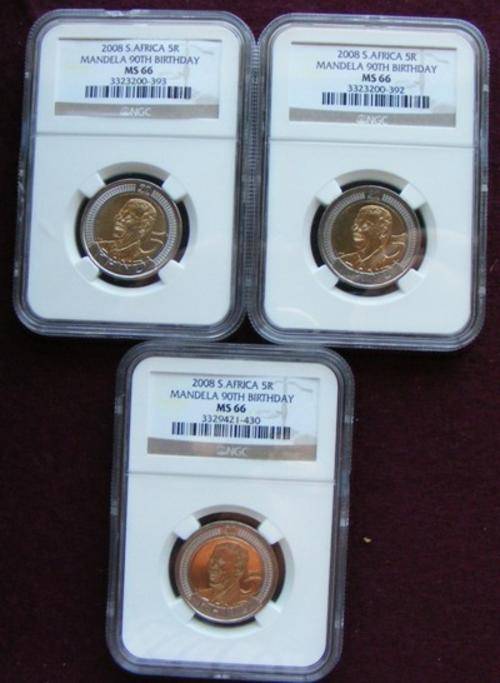 2008 Mandela 90th birthday. MS 66 NGC graded. your bid is per coin.