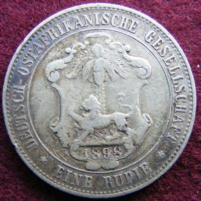 1898 GERMAN EAST AFRICA ONE RUPEE SILVER 14.6g  rare