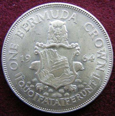 1964 Bermuda silver crown.  UNC solid silver.