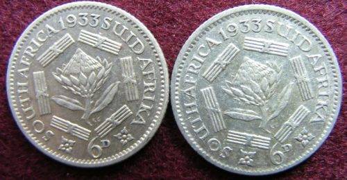 Two 1933 6D SILVER COINS