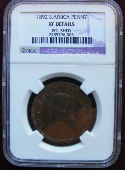 1892 PENNY NGC GRADED XF DETAILS   HERNS FOR XF R4000