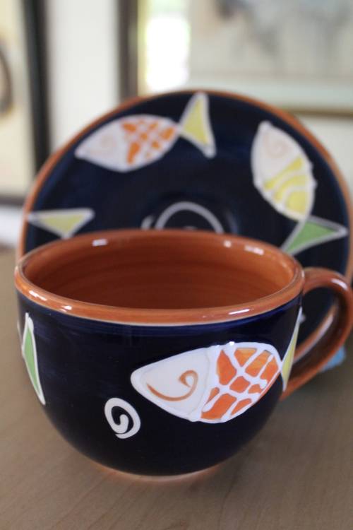 Cup and saucer (7 sets available) - Most beautiful Capuccino cups (large)