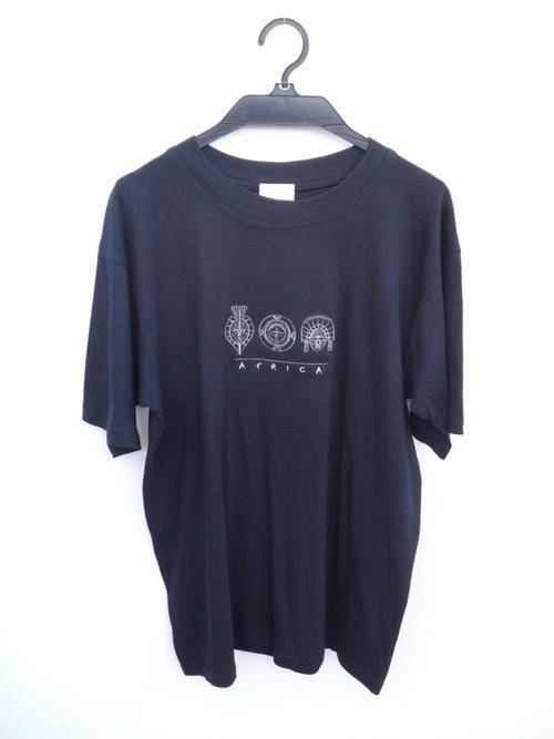black t shirt with embroidered masks