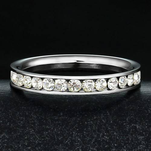 STAINLESS STEEL WHITE ETERNITY RING SIZE 9