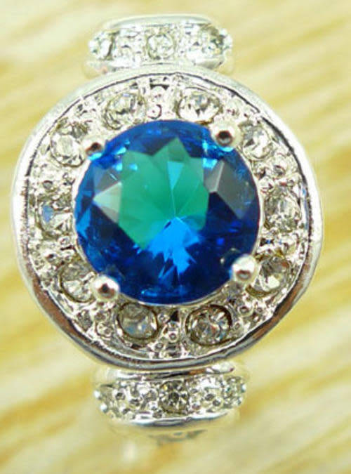 BLUE AND WHITE GEMSTONES RING SIZE 9