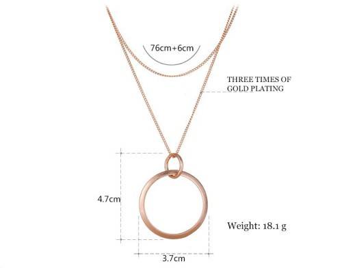 MULTI LAYER CHAIN WITH A CIRCLE PENDANT - GOLD PLATED