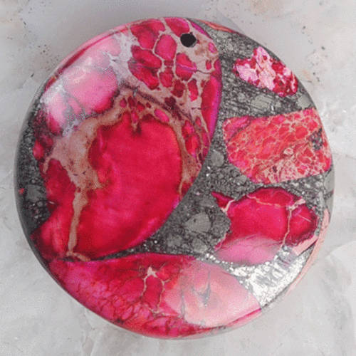 30MM SEA SEDIMENT JASPER & PYRITE ROUND JASPER BEAD