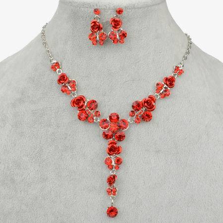 RED NECKLACE & EARRING SET