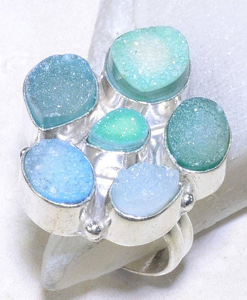 SUMMER SALE - DRUZY GEMSTONE RING SIZE 8 1/4