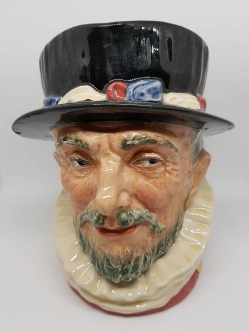 The Beefeater GR - Yellow Highlights Royal Doulton Character Jug -D6206 - Large - Perfect Condition!
