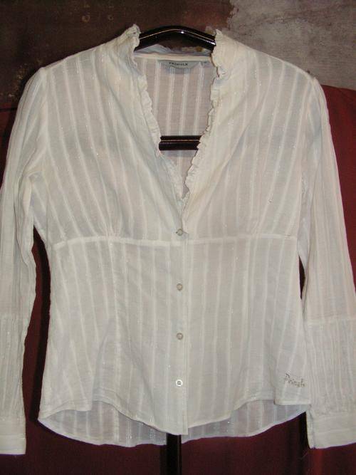 OFF WHITE LONG SLEEVE SHEER SHIRT. PRINGLE. SIZE 12. CONDITION:  GOOD