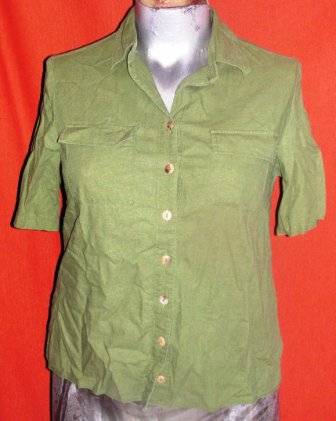 GREEN LINEN BLEND SHORT SLEEVE SHIRT. SIZE 16. CONDITION: VERY GOOD
