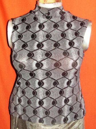 BLACK & SILVER HIGH NECK TOP. SIZE LARGE.. CONDITION: VERY GOOD