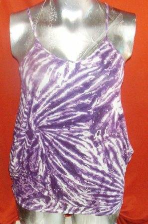 PURPLE & WHITE STRAPPY VOLOUMOUS TOP. INSYNC. SIZE MEDIUM. CONDITION: AS NEW