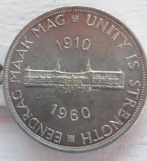 1960 5 Shillings - Elizabeth II 50th anniversary of the Union of South Africa UNC Looks proof