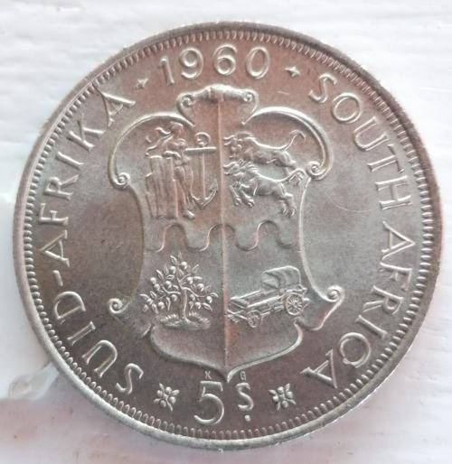 1960 5 Shillings - Elizabeth II 50th anniversary of the Union of South Africa UNC Looks proof