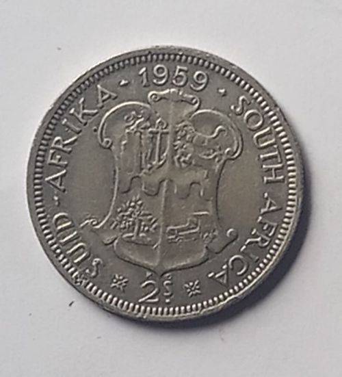 1959 Union of South Africa 2 Shilling 0.5 silver