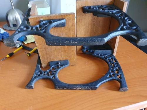 Miniature School Bench. Wood and Cast Iron