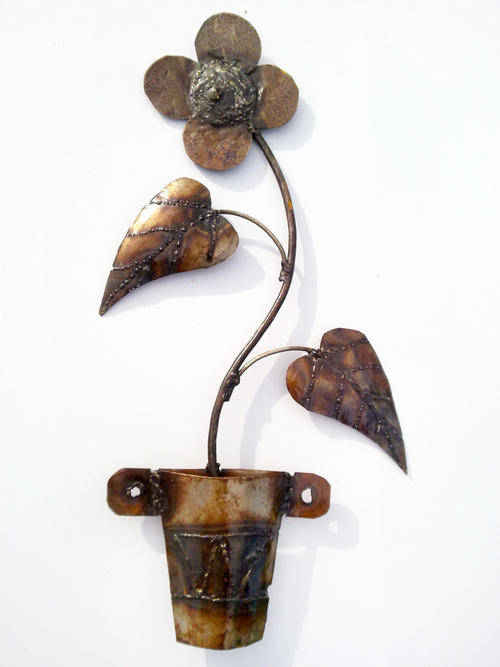 Metal Garden Ornament.  Flower set x 3