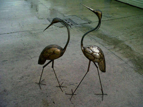 Metal Garden Ornament. Heron Bird. Large.