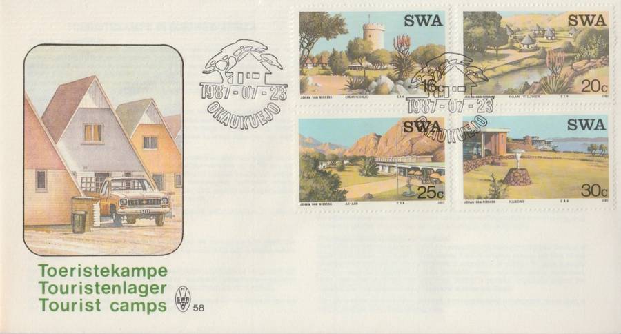 SWA 1987-07-23 Tourist Camps FDC 58 (78 000) [SACC R7]