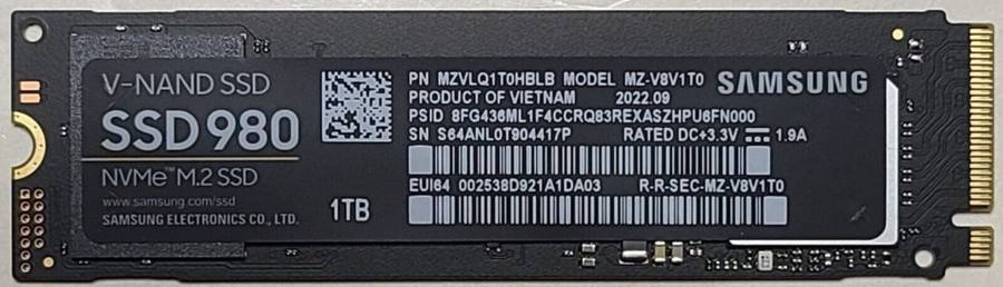 Samsung 980 1TB NVMe M.2 SSD