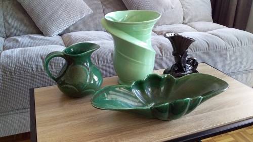 50% OFF LOT 88: STUNNING MID CENTURY LARGE GREEN LUCIA PITCHER VASE