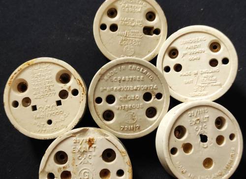 8 x Vintage brass / ceramic switches